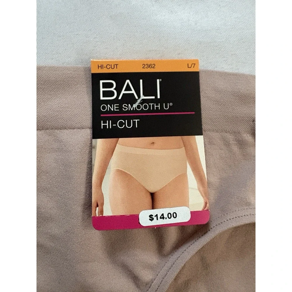 NEW Bali Panty One Smooth U All Over Seamless Hi Cut Brief Large 2 Pair DF2362
